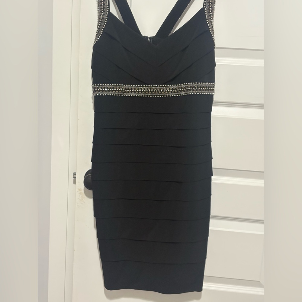 White House Black Market Instantly Slimming Black Bandage Dress Size 14